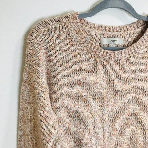 Ann Taylor LOFT Pink Sweater Size Medium M Chunky Pullover Color Pop - Picture 2 of 9